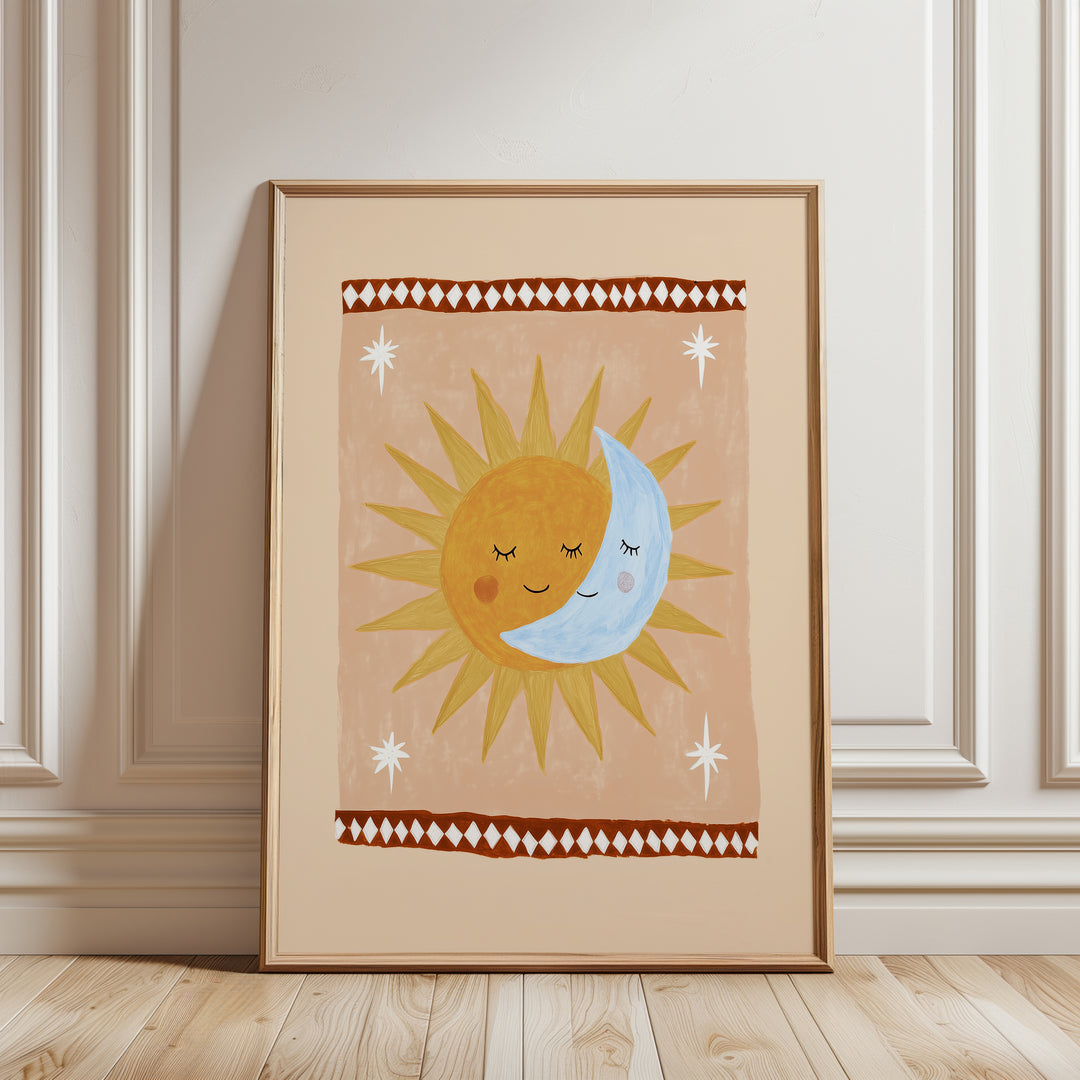 Sun Moon Hug Peach Print