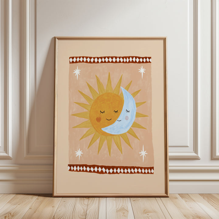Sun Moon Hug Peach Print