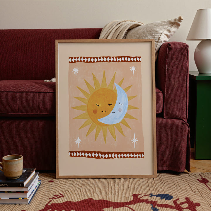 Sun Moon Hug Peach Print