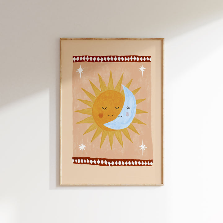 Sun Moon Hug Peach Print