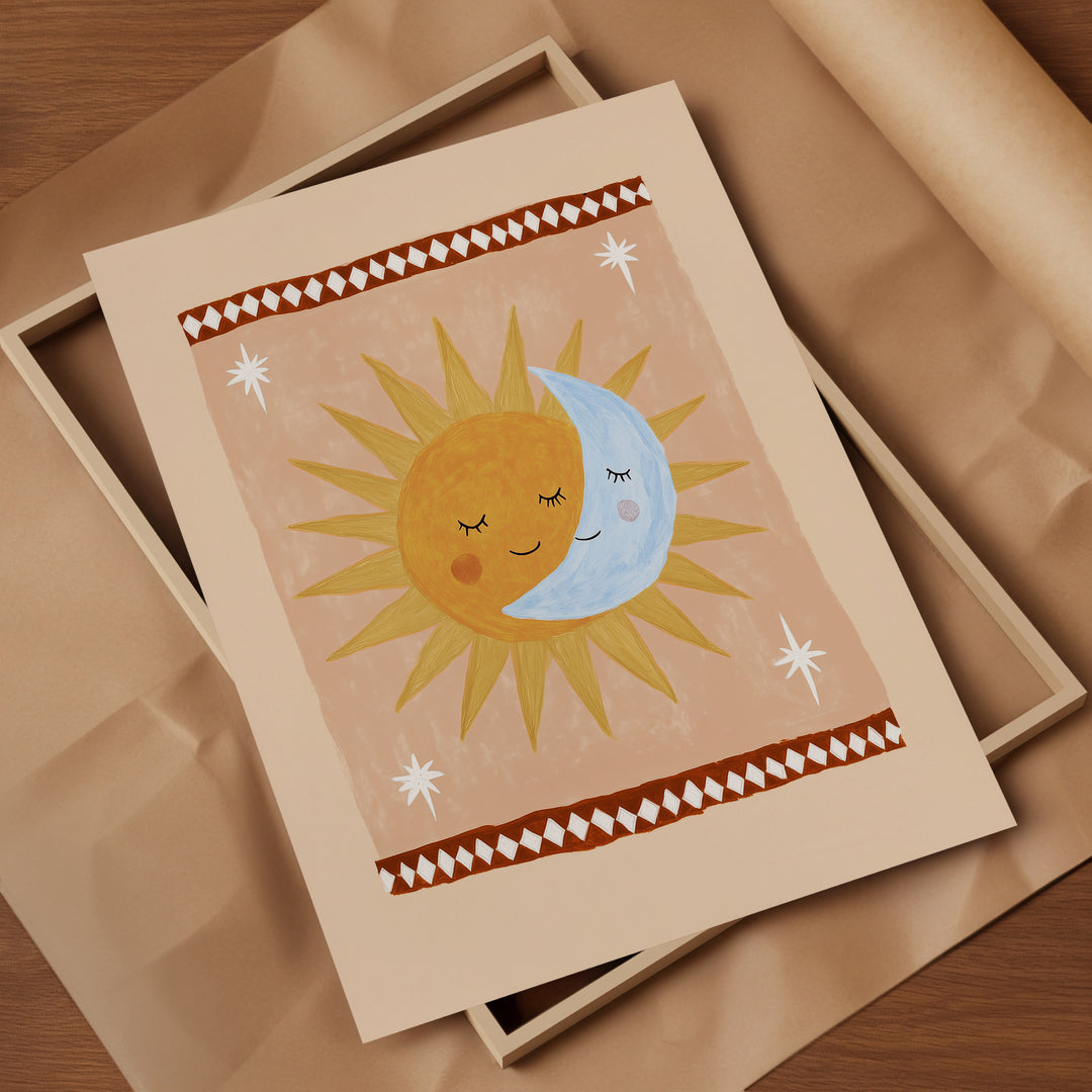 Sun Moon Hug Peach Print
