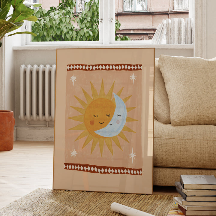 Sun Moon Hug Peach Print