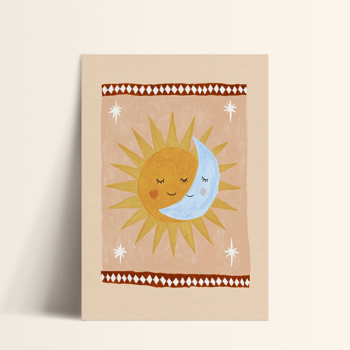 Sun Moon Hug Peach Print