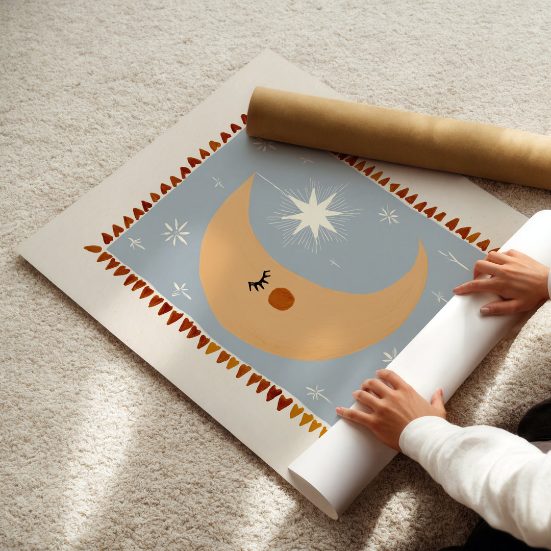Moon and Star Border Print