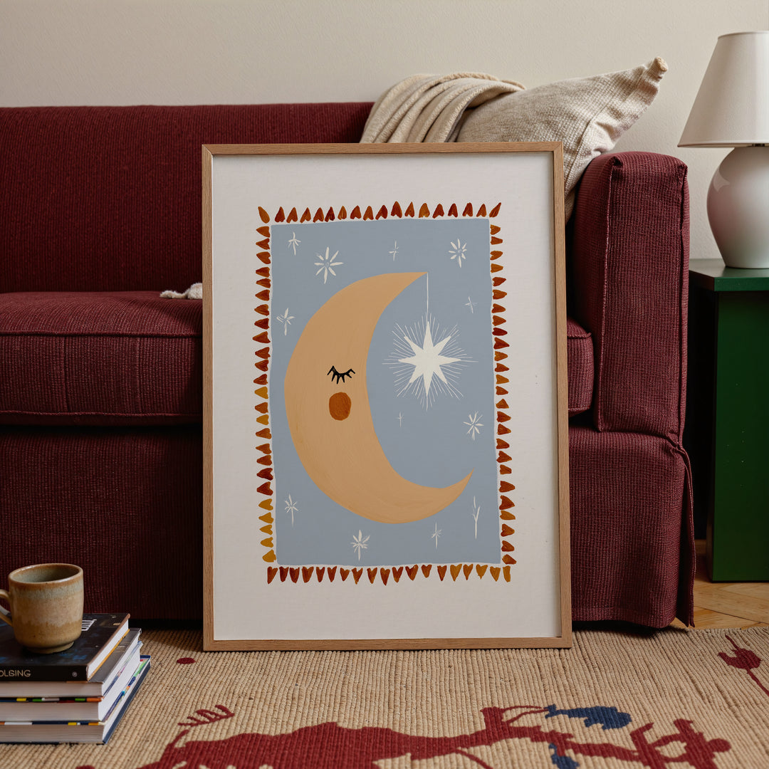 Moon and Star Border Print