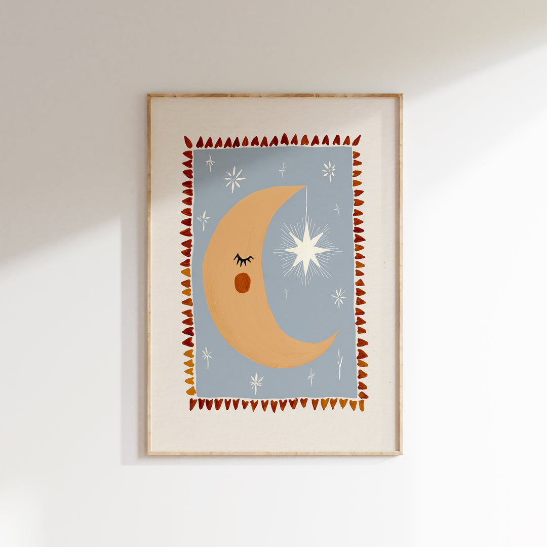 Moon and Star Border Print