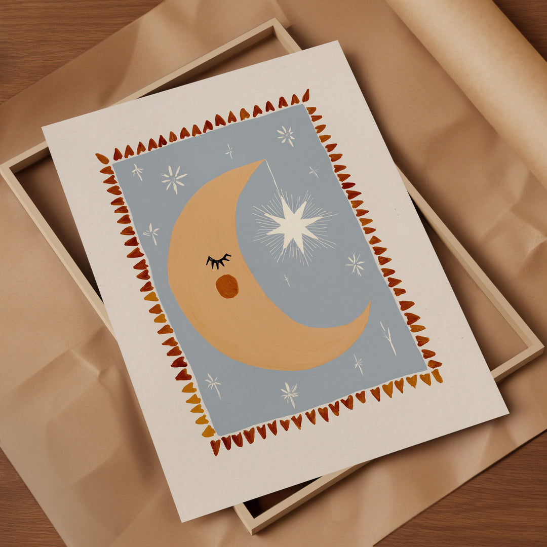 Moon and Star Border Print