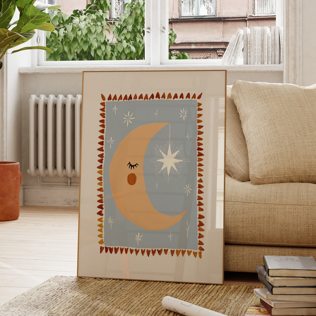 Moon and Star Border Print