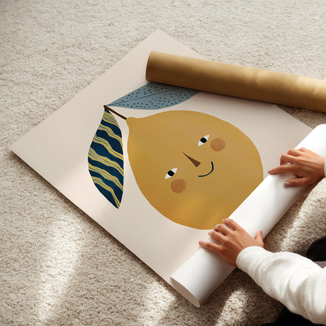 Happy Lemon Print | Cheerful Fruit Nursery Wall Art for Kids