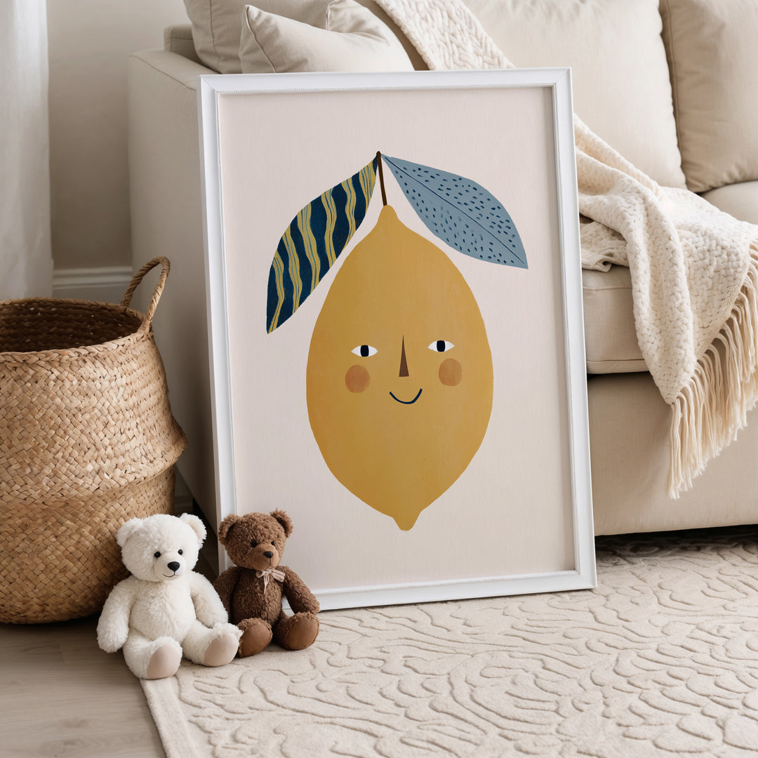 Happy Lemon Print | Cheerful Fruit Nursery Wall Art for Kids