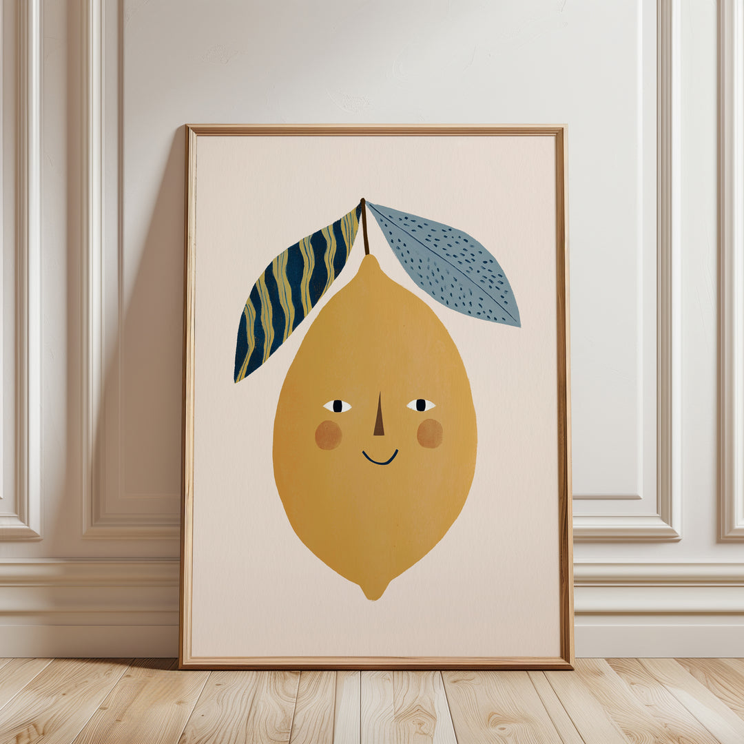 Happy Lemon Print | Cheerful Fruit Nursery Wall Art for Kids