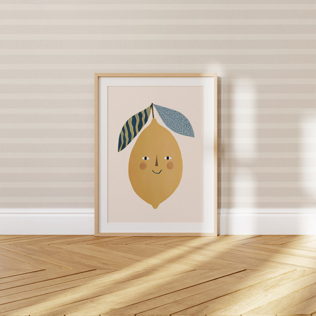 Happy Lemon Print | Cheerful Fruit Nursery Wall Art for Kids
