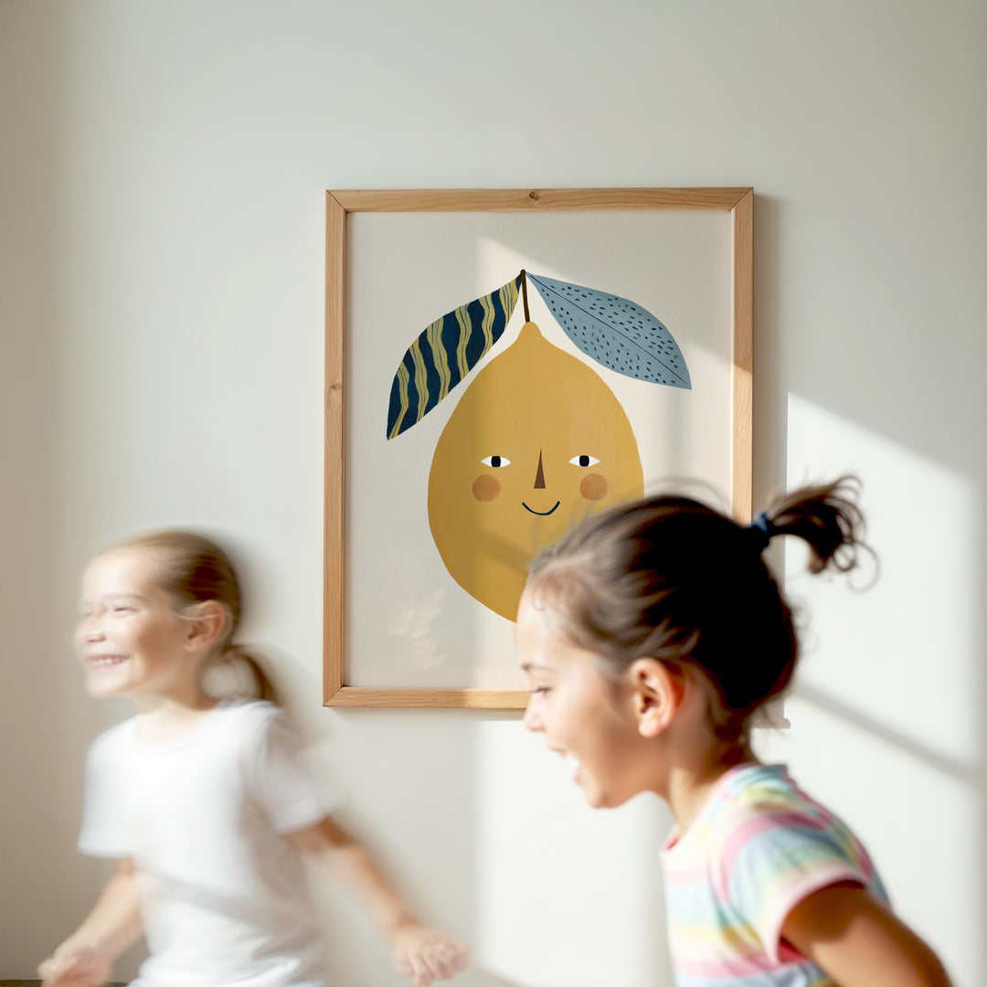 Happy Lemon Print | Cheerful Fruit Nursery Wall Art for Kids
