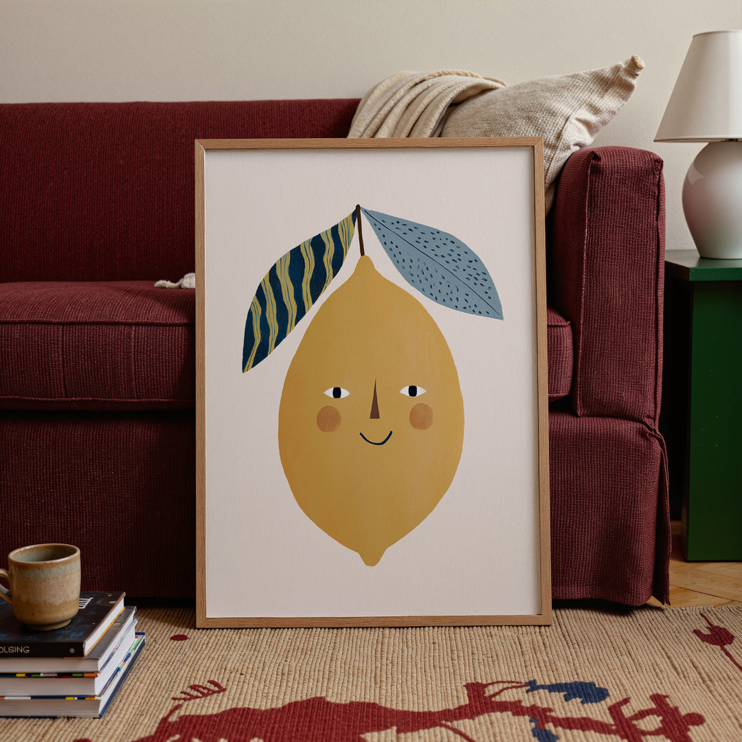 Happy Lemon Print | Cheerful Fruit Nursery Wall Art for Kids