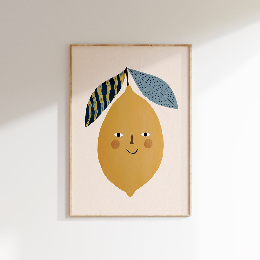 Happy Lemon Print | Cheerful Fruit Nursery Wall Art for Kids