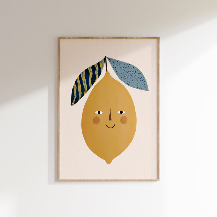 Happy Lemon Print | Cheerful Fruit Nursery Wall Art for Kids