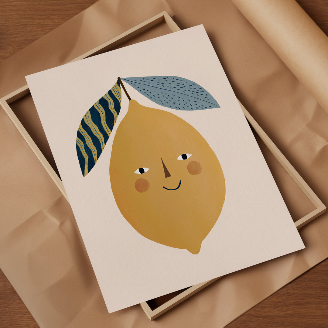 Happy Lemon Print | Cheerful Fruit Nursery Wall Art for Kids