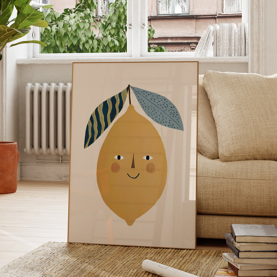Happy Lemon Print | Cheerful Fruit Nursery Wall Art for Kids