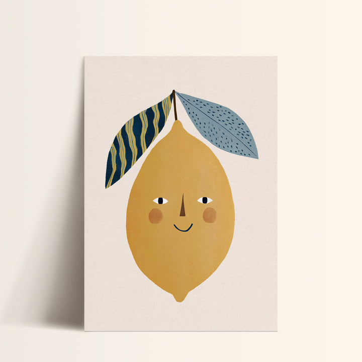 Happy Lemon Print | Cheerful Fruit Nursery Wall Art for Kids