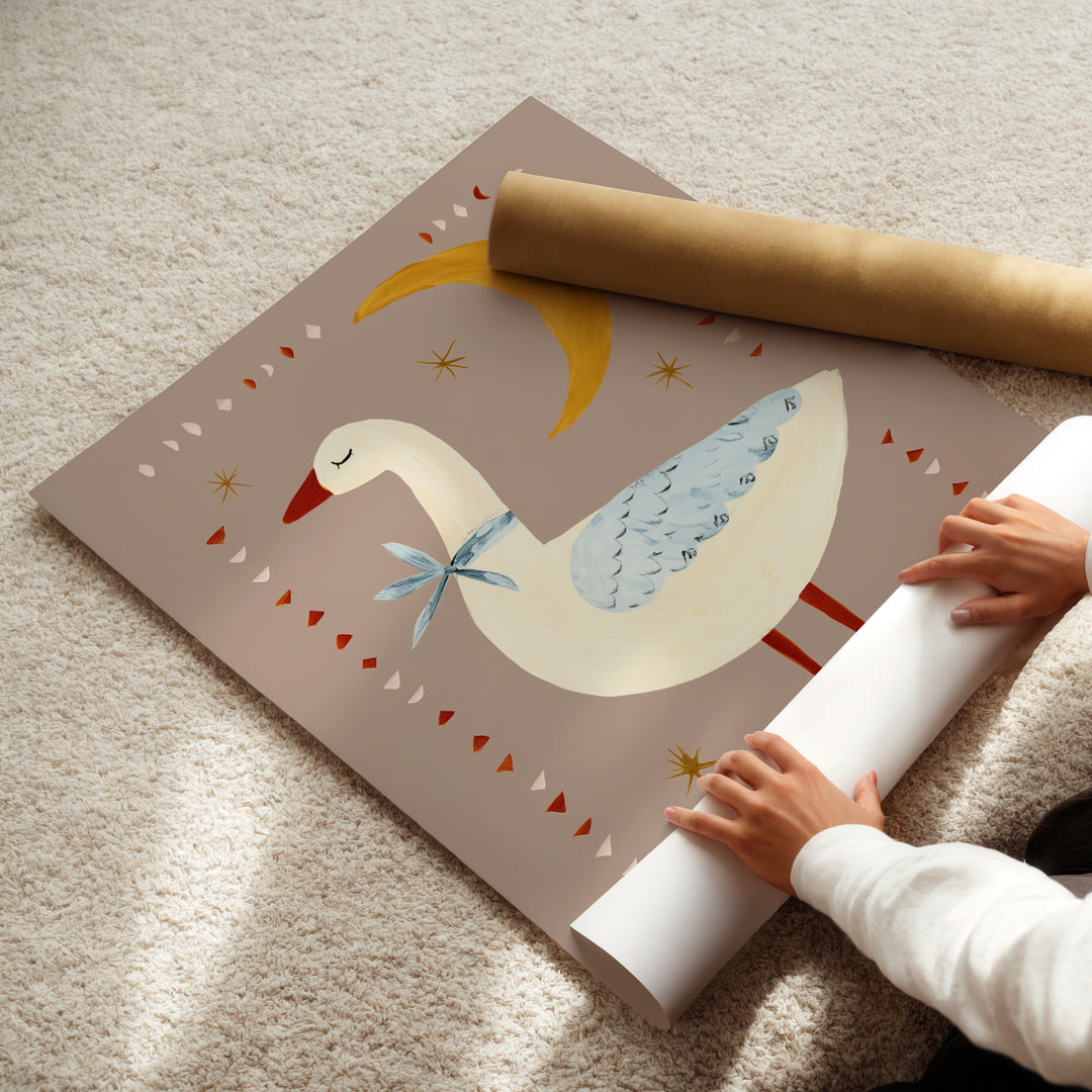 Goose and Moon Print