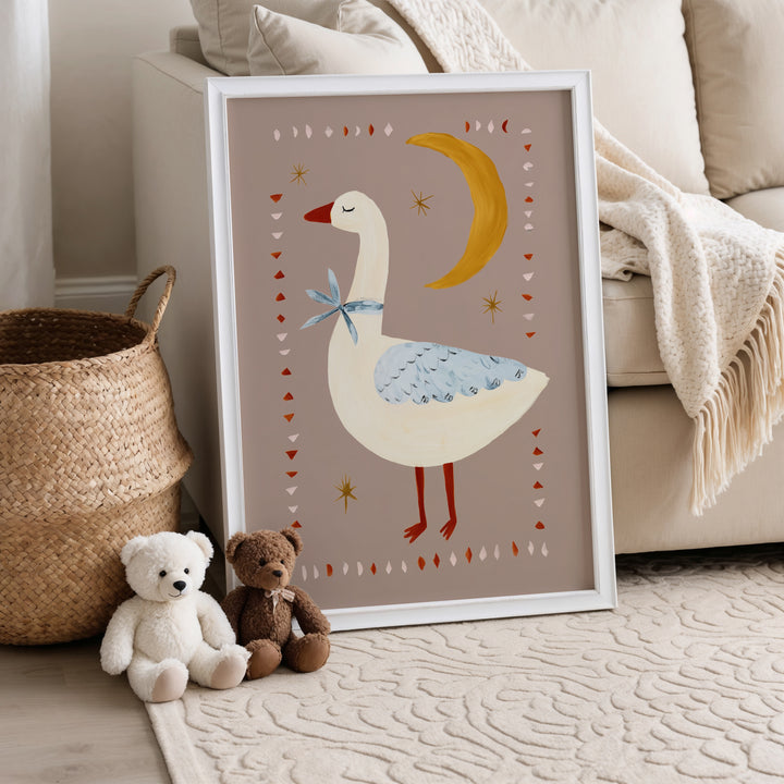 Goose and Moon Print
