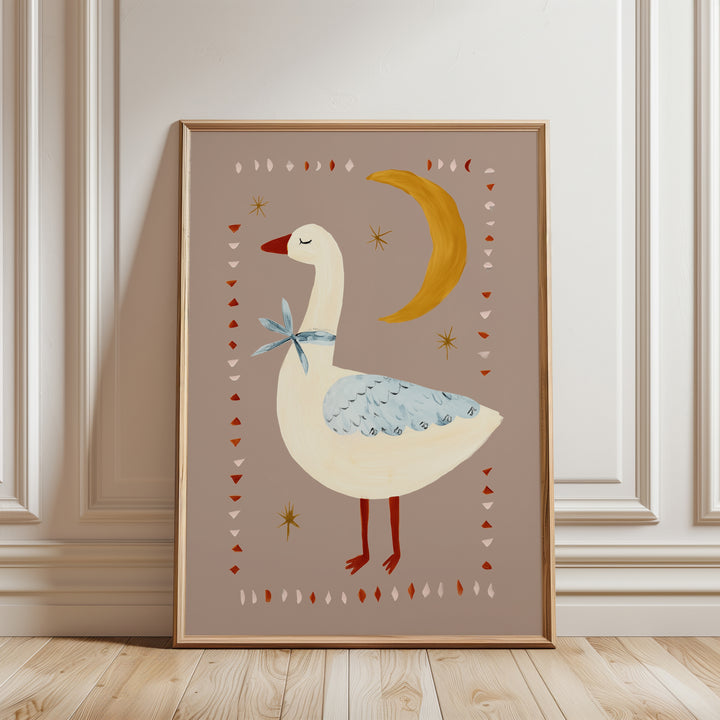 Goose and Moon Print