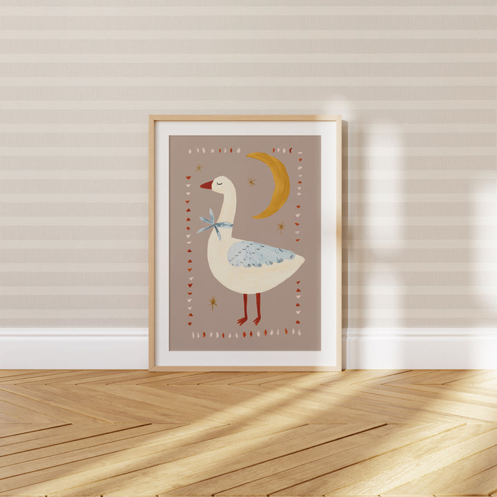 Goose and Moon Print