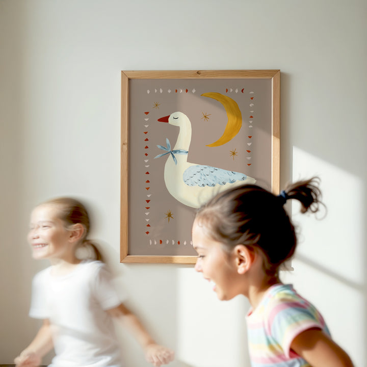 Goose and Moon Print