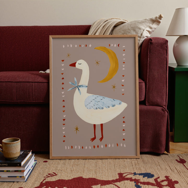Goose and Moon Print