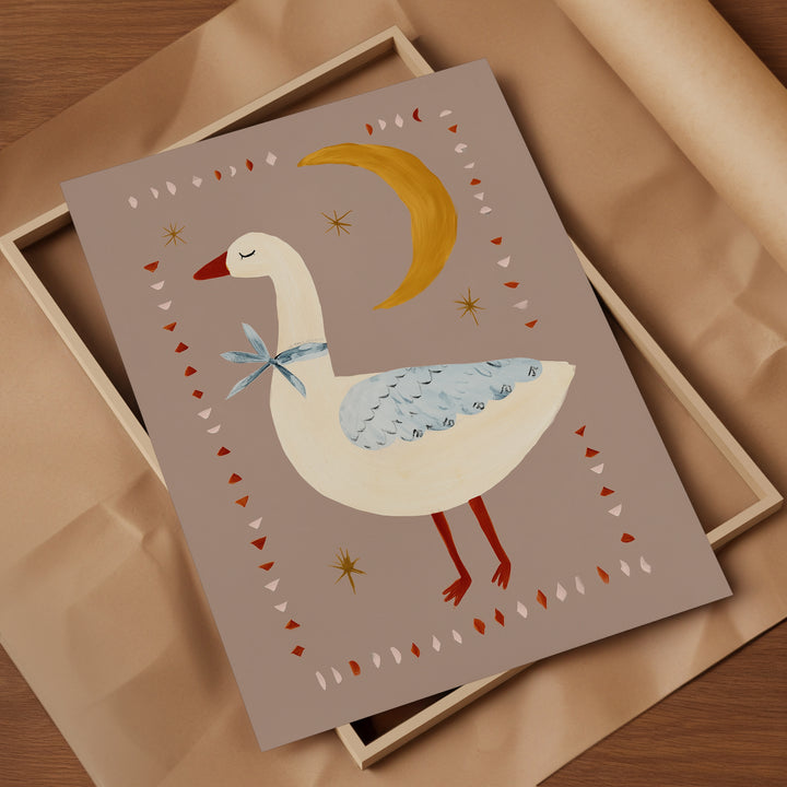 Goose and Moon Print