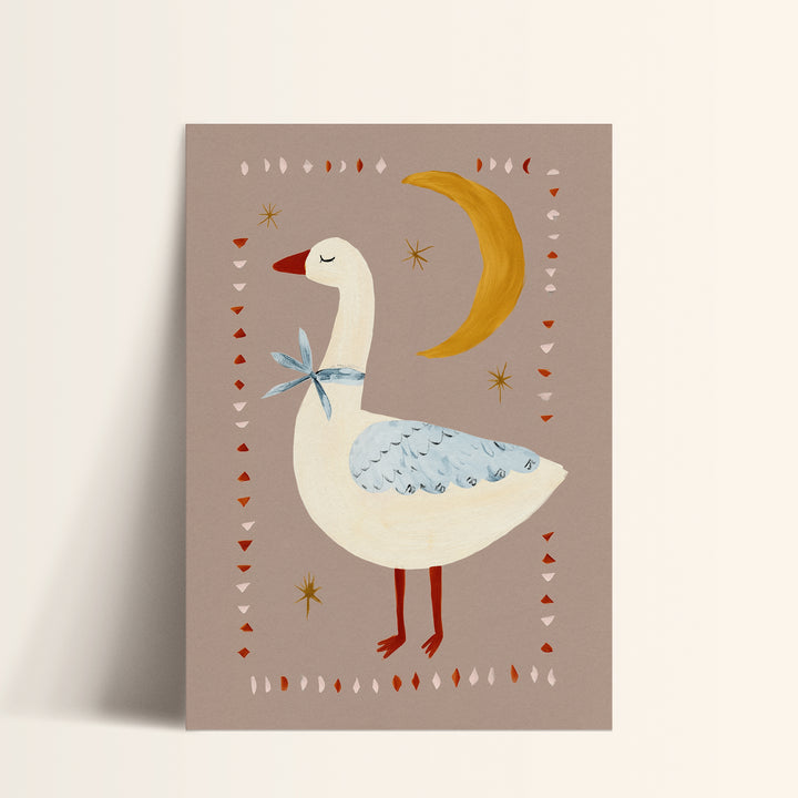 Goose and Moon Print