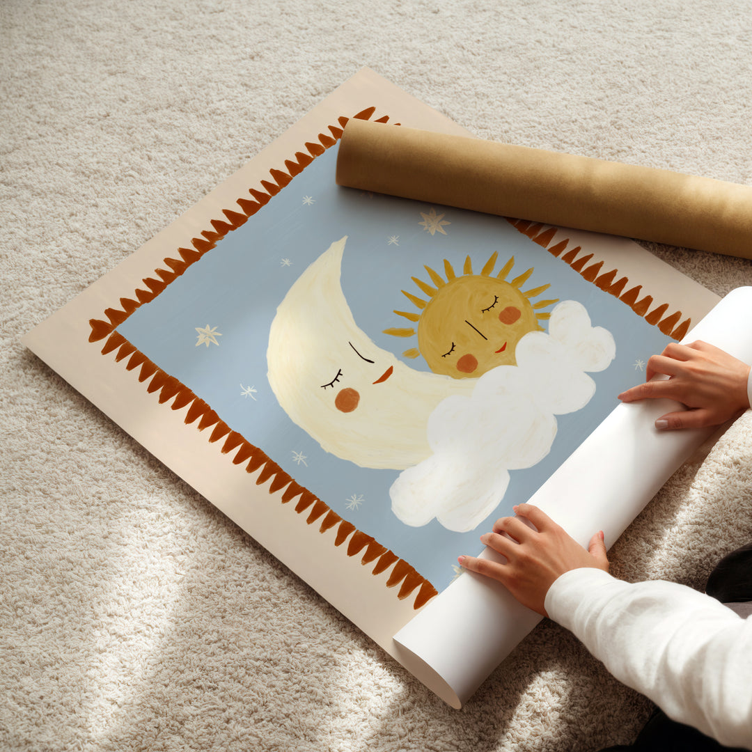 Sun and Moon on Cloud Print