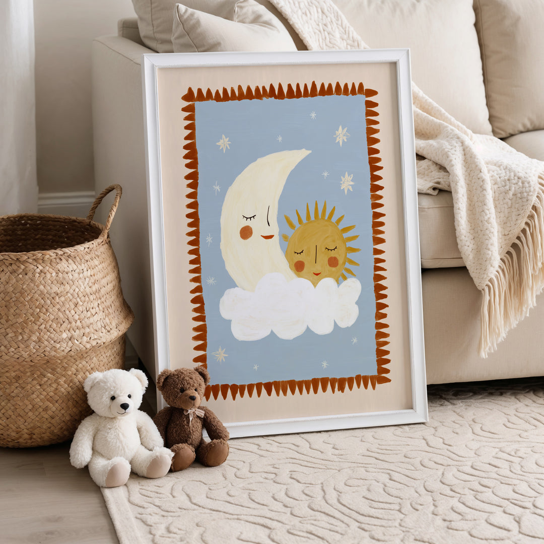 Sun and Moon on Cloud Print