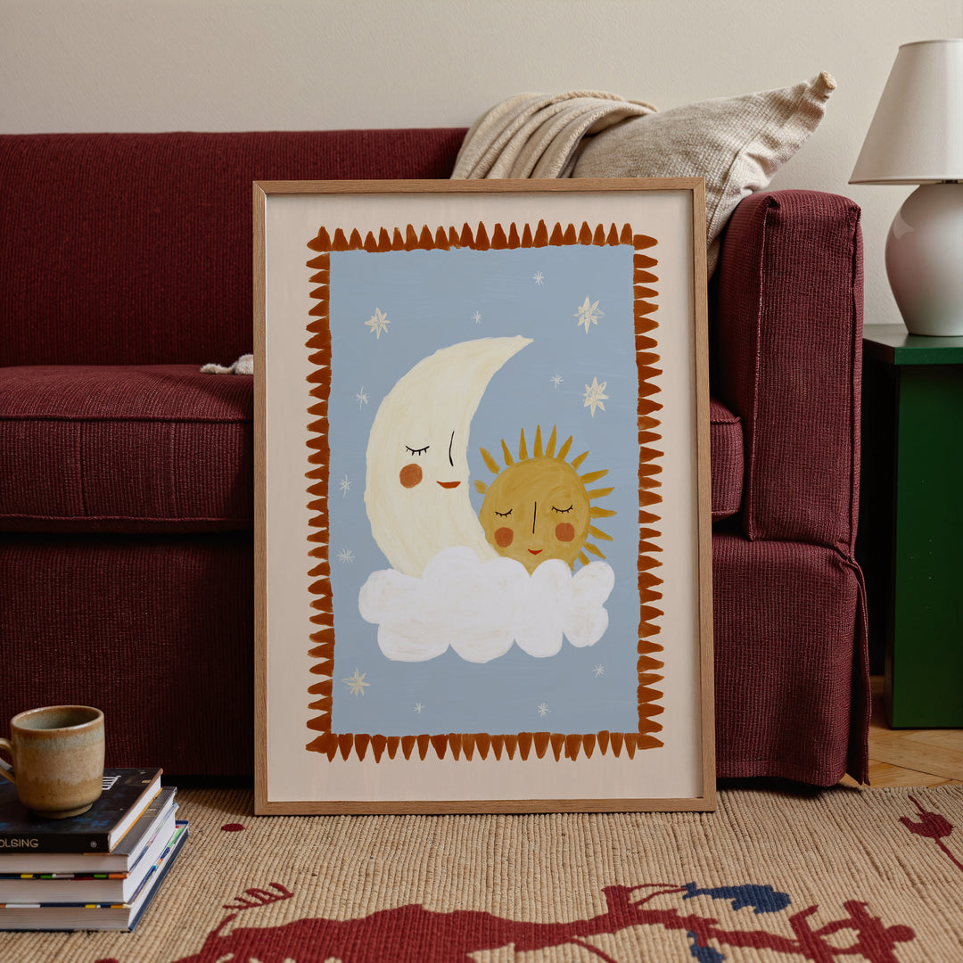 Sun and Moon on Cloud Print