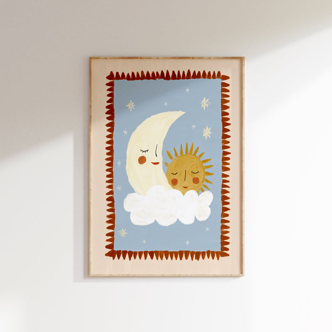 Sun and Moon on Cloud Print