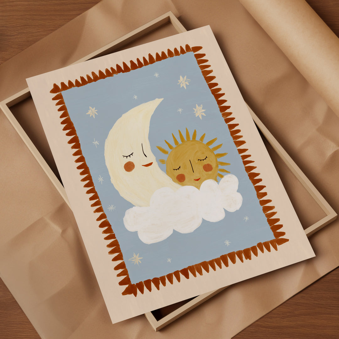 Sun and Moon on Cloud Print