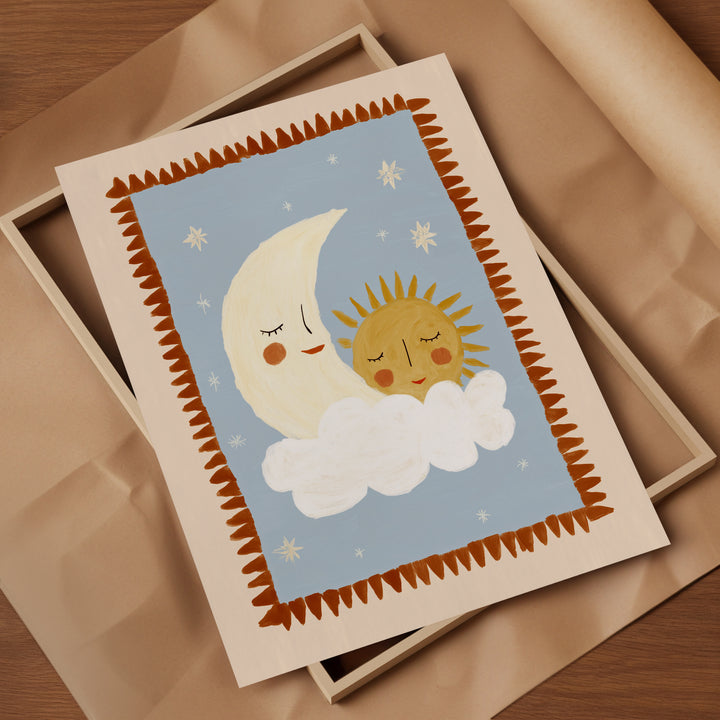 Sun and Moon on Cloud Print