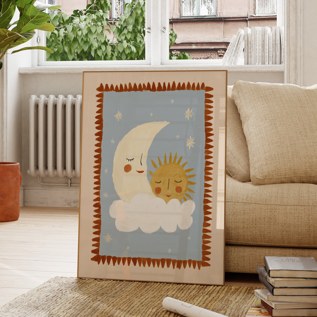 Sun and Moon on Cloud Print