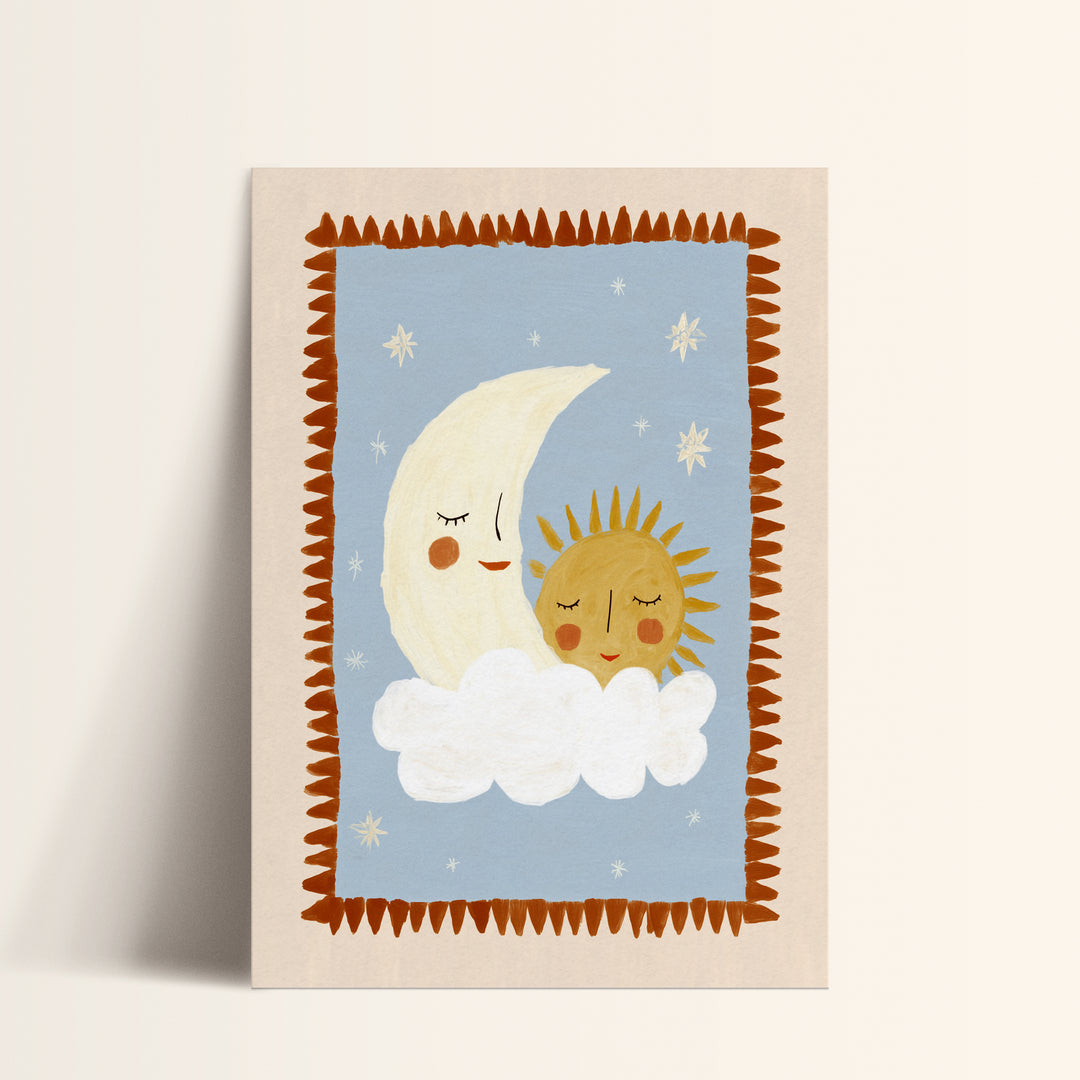 Sun and Moon on Cloud Print