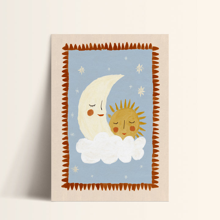 Sun and Moon on Cloud Print