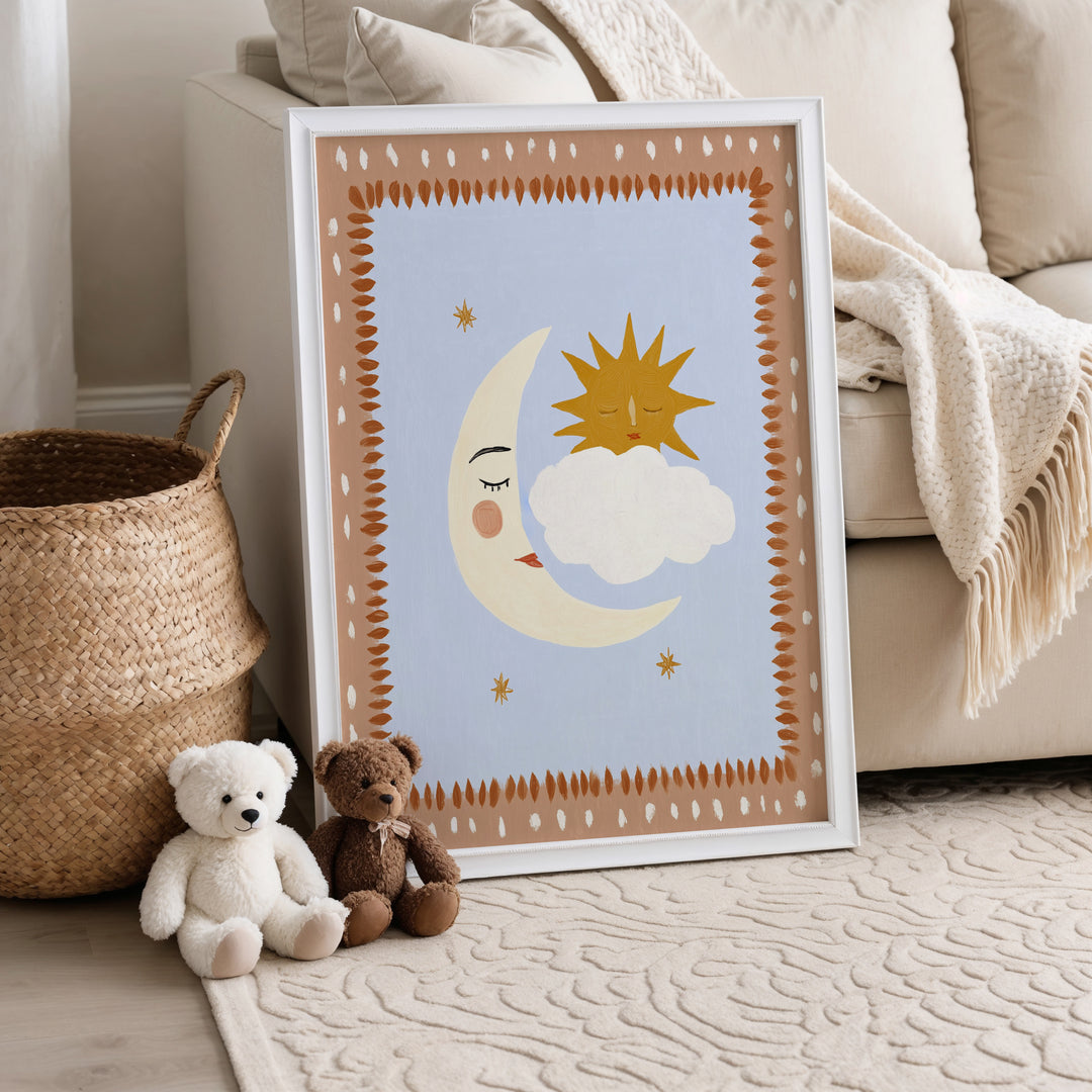Sun Moon Cloud Peach Print