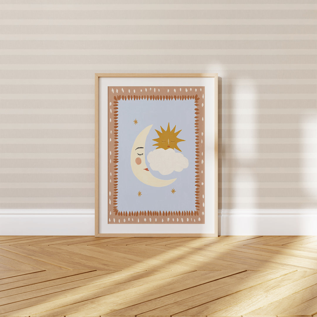 Sun Moon Cloud Peach Print