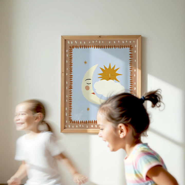 Sun Moon Cloud Peach Print