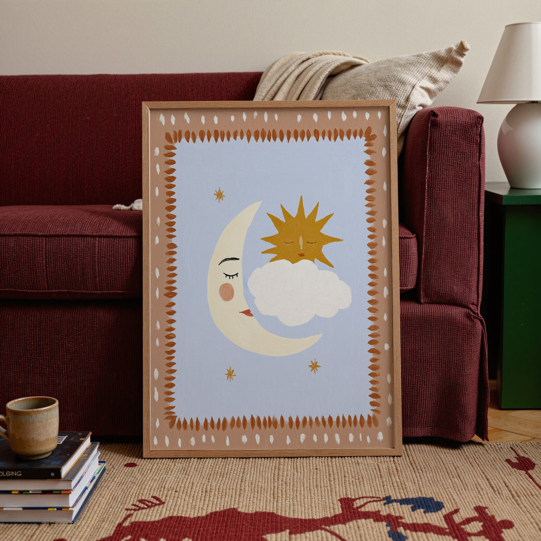 Sun Moon Cloud Peach Print