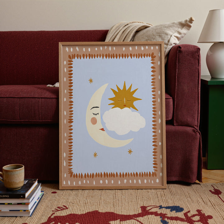 Sun Moon Cloud Peach Print