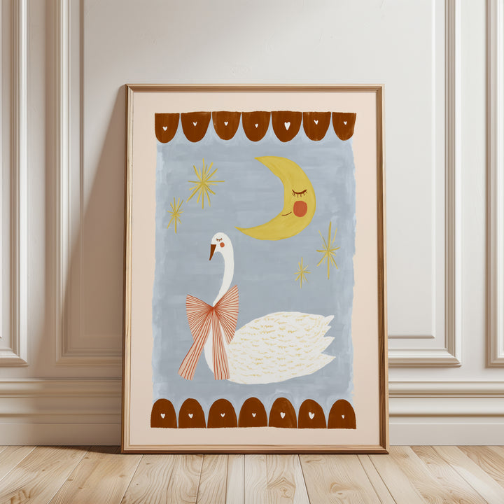 Swan and Moon Folk Art
