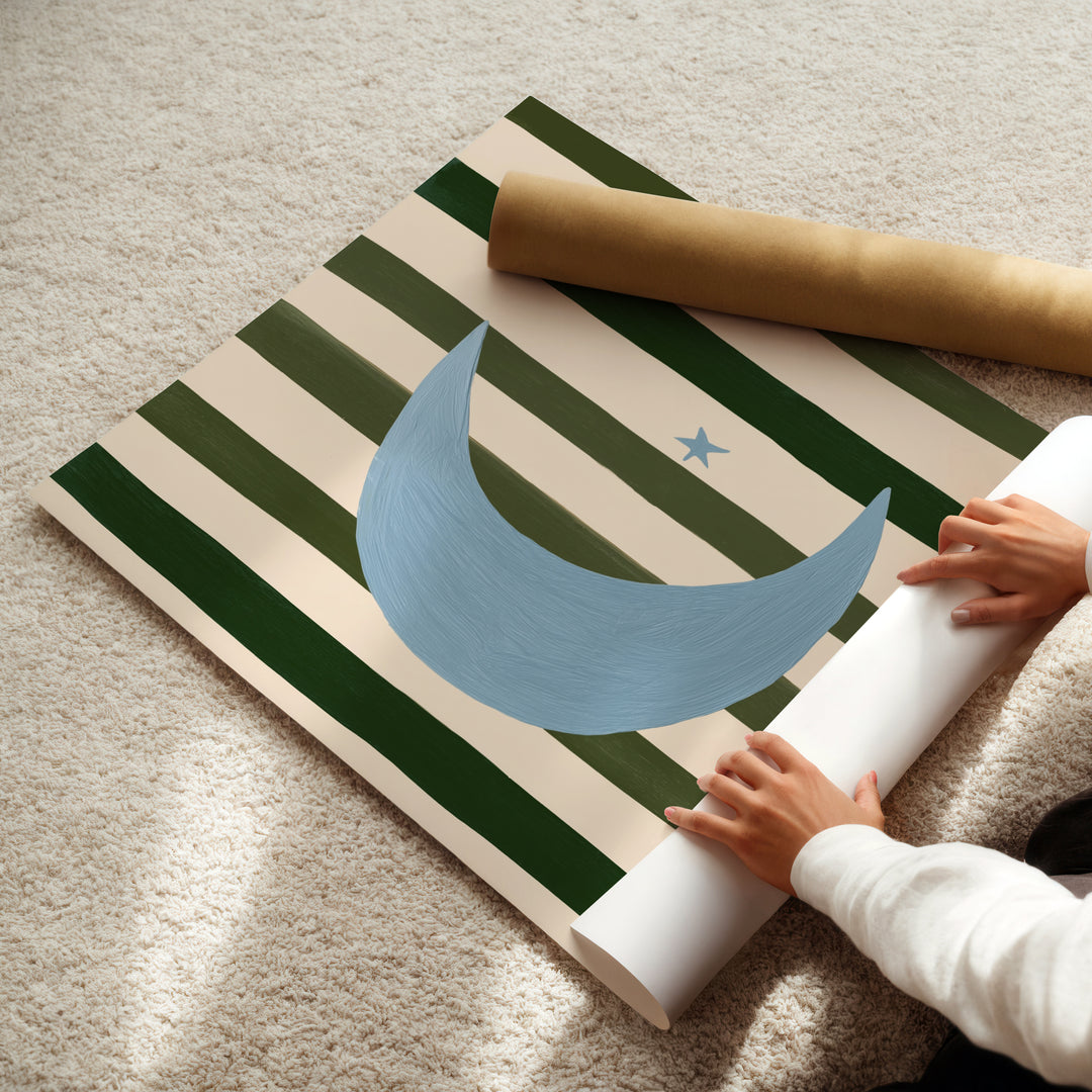 Crescent Moon on Stripes