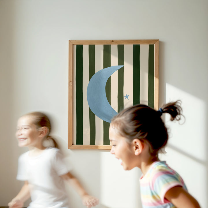 Crescent Moon on Stripes