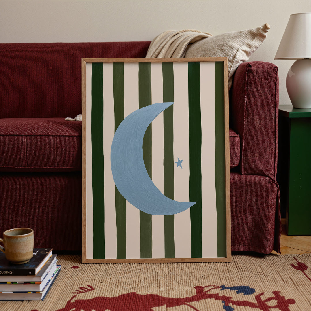 Crescent Moon on Stripes