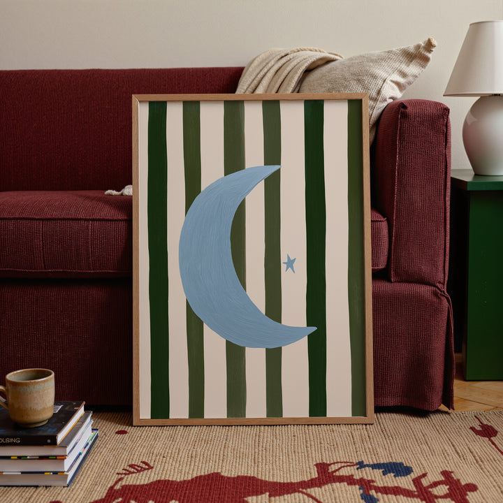 Crescent Moon on Stripes